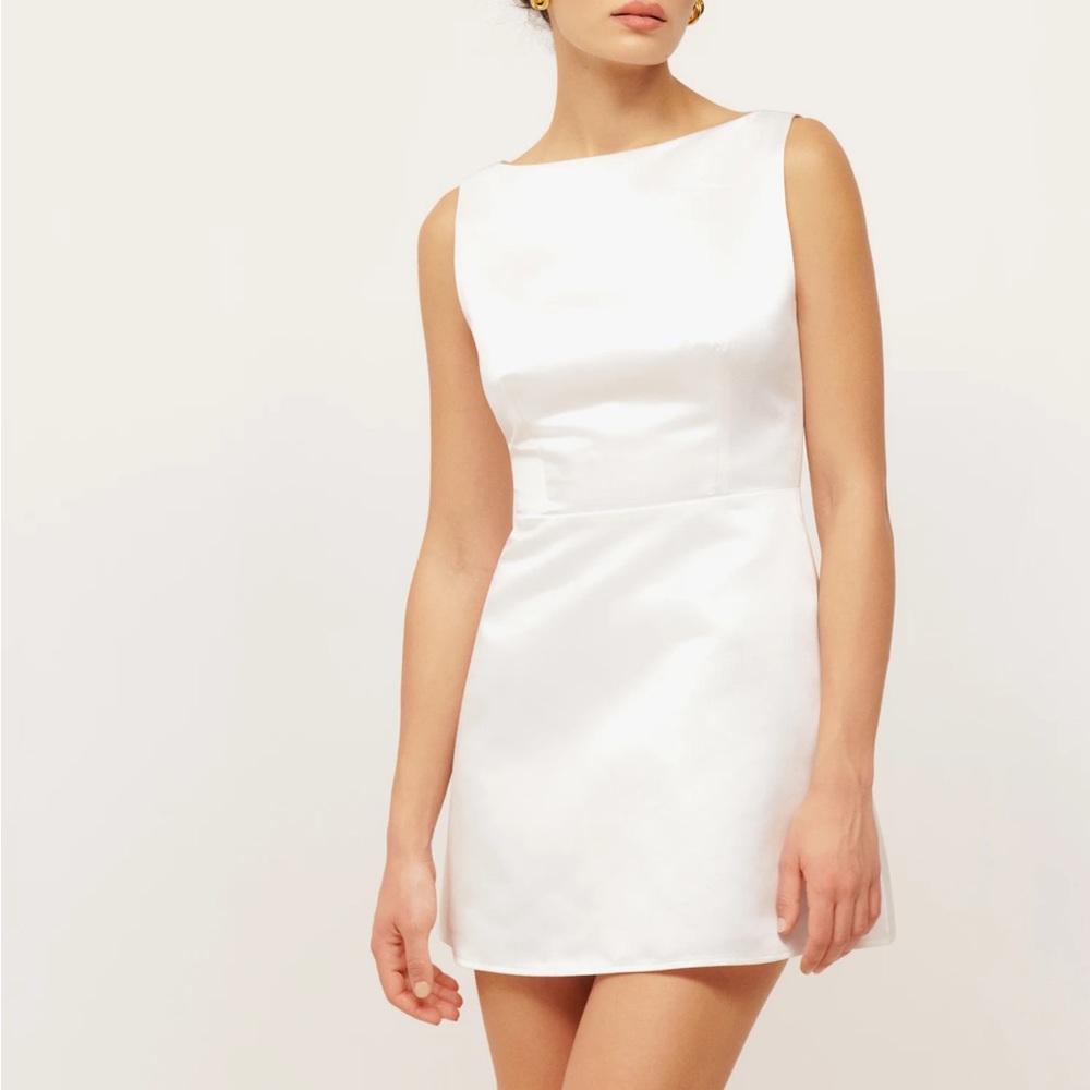 Reformation White Satin Mini Dress